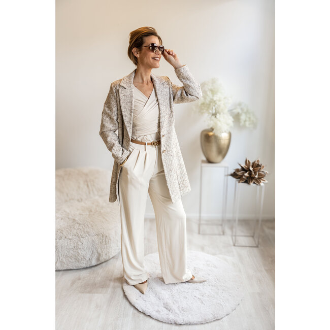 PANTALON FLOWY CREME 23717