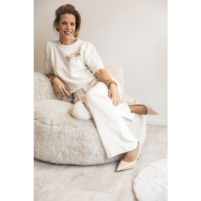 PANTALON FLOWY CREME 23717