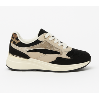 SNEAKER  9172 BLACK/BEIGE/ GOLD