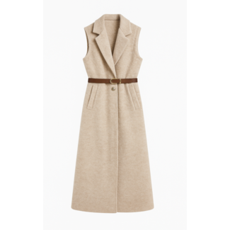 BODYWARMER LUNGO MET COGNAC RIEM ONESIZE
