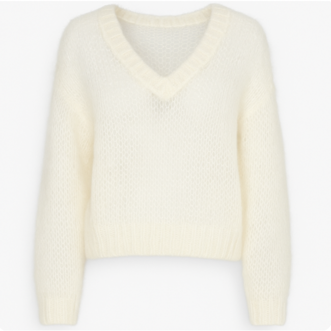 TRUI 80% MOHAIR V-HALS WOLWIT
