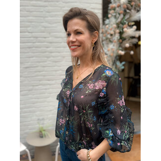 BLOUSE SYENNA BLACK FLOWER