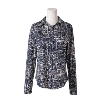 BLOUSE STRETCH PRINT NAVY HS9851