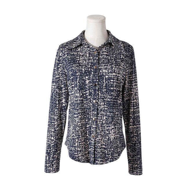 BLOUSE STRETCH PRINT NAVY HS9851