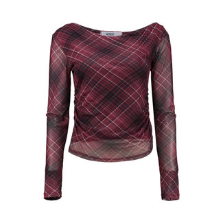 TOP MESH NATALIE BURGUNDY CHECK