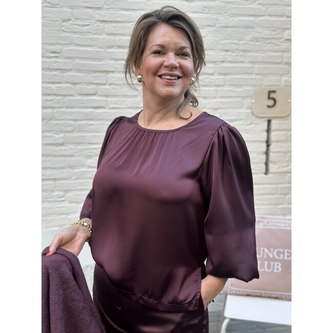BLOUSE MOSTOLES SATIN BURGUNDY
