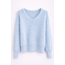 TRUI V-NECK FLUFFY KNIT BABYBLUE