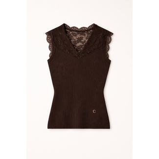 TOP FINE KNIT CHOCO LACE CH9134