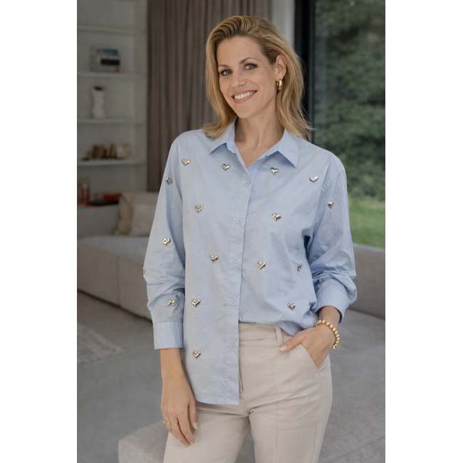 BLOUSE SOFT BLUE SILVER HEART 21252