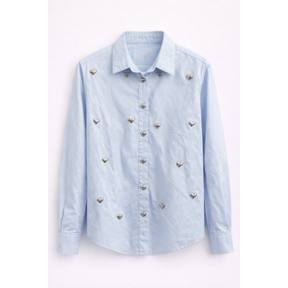 BLOUSE SOFT BLUE SILVER HEART 21252