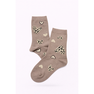 SOK HARTJE LEOPARD TAUPE