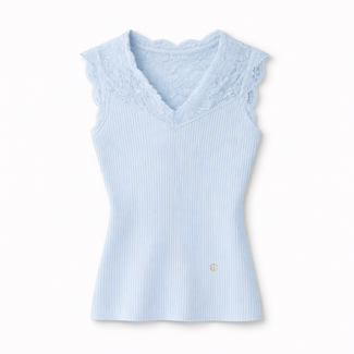 TOP FINE KNIT LACE PASTEL BLUE CH9134