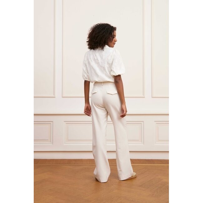 LOFTY MANNER PANTALON DELPHINE OFFWHITE STRIPE