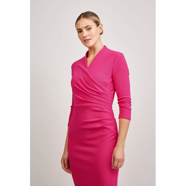 JURK TEGAN WRAP DRESS RASPBERRY