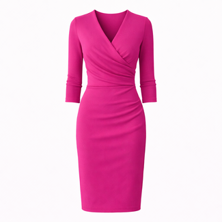 JURK TEGAN WRAP DRESS RASPBERRY