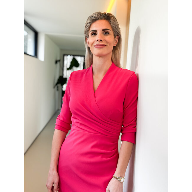 JURK TEGAN WRAP DRESS RASPBERRY