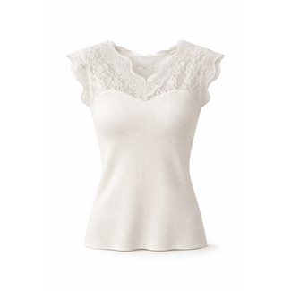 TOP FINE KNIT LACE WHITE CH9134