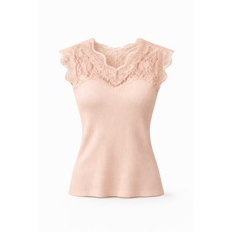 TOP FINE KNIT LACE LIGHT PINK CH9134