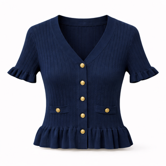 TOP RUFFLE DARK BLUE CH9501