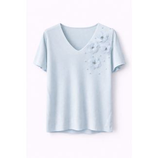 TOP VISCOSEKNIT FLOWER SOFT BLUE