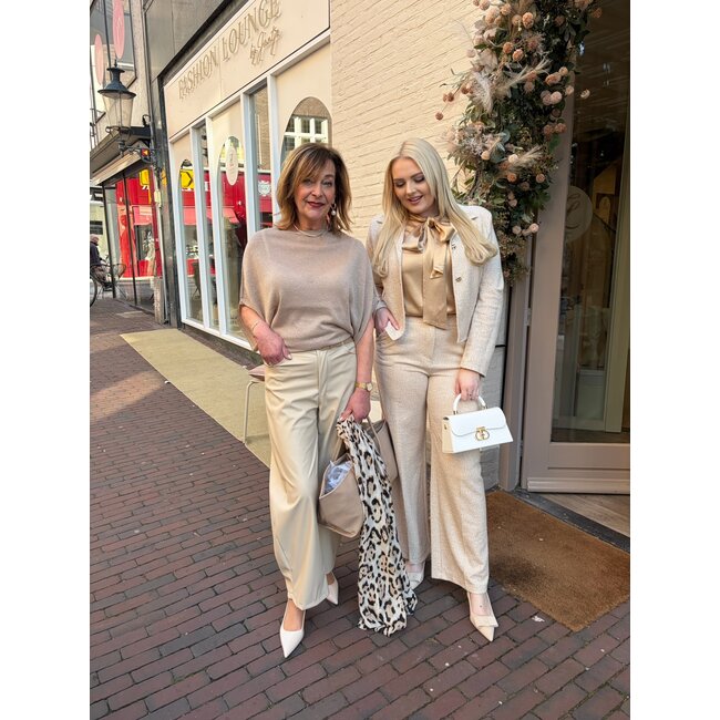 VICOLO PANTALON LEERLOOK TAUPE TAB0165