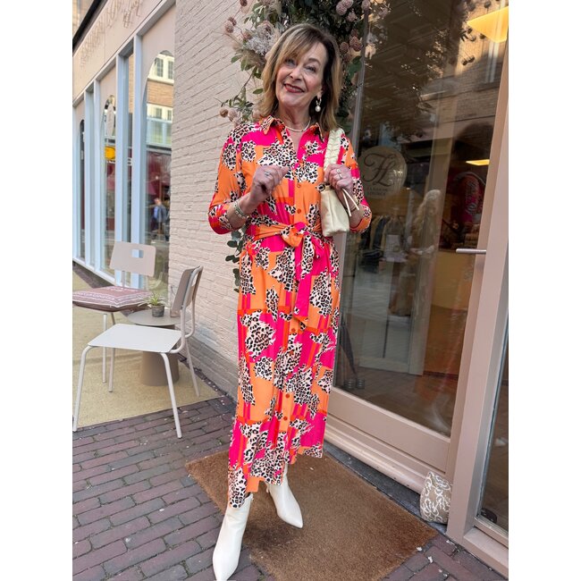 ANGELLE MILAN JURK MIDI 24121157 PANTER ROZE/ORANJE