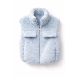 BODYWARMER SOFT BLUE FAKE-FUR