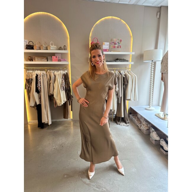 JURK TAUPE SATIN MIDI