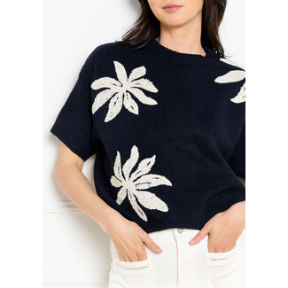 GEBREIDE TOP FLOTUFTMC NAVY