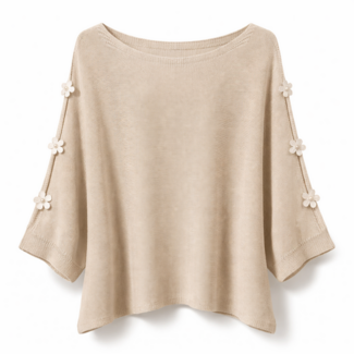TOP KNITTED FLOWER BEIGE