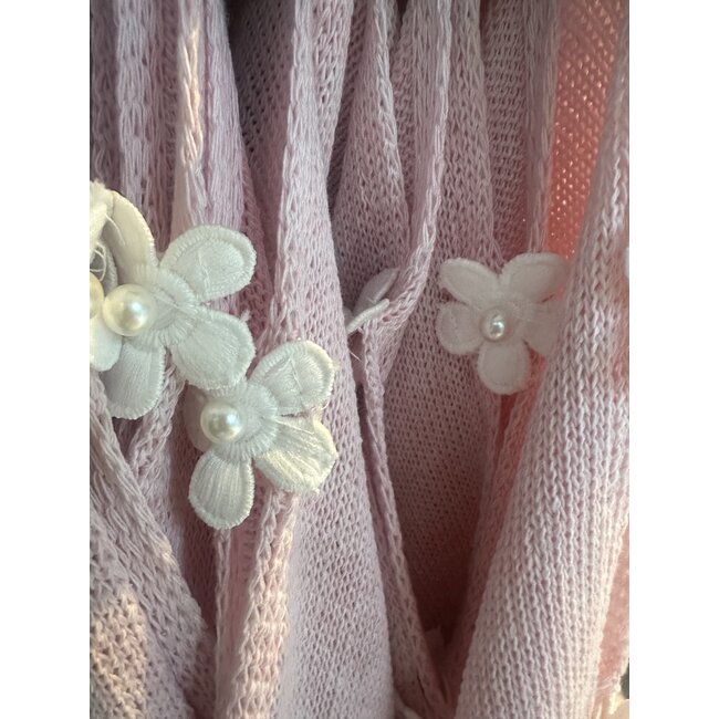 TOP KNITTED FLOWER SOFT PINK