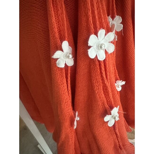 TOP KNITTED FLOWER ORANGY