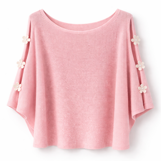 TOP KNITTED FLOWER SOFT PINK