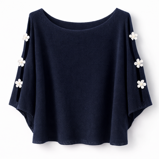 TOP KNITTED FLOWER NAVY