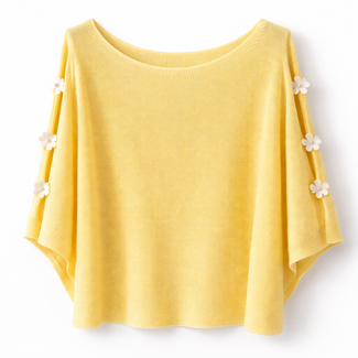 TOP KNITTED FLOWER YELLOW