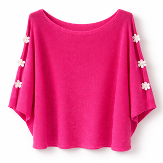 TOP KNITTED FLOWER FUCHSIA