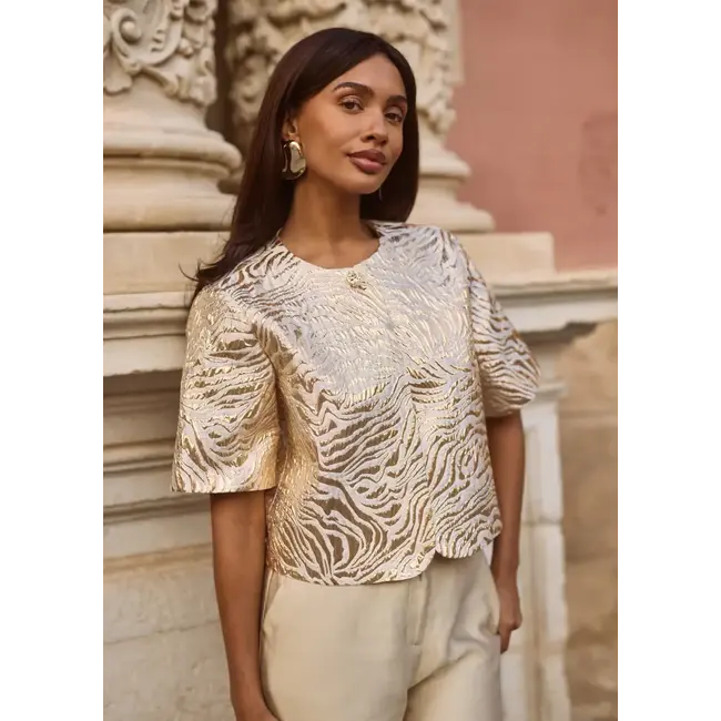 FREEBIRD BLAZER KORT JAQUARD  LIVIA GOLD