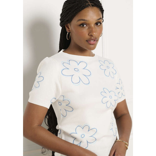 TOP FLOBICO OFFWHITE BLUE BLOOM