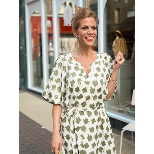 SMASHED LEMON JURK MET ABSTRACTE GROENE  PRINT 26046