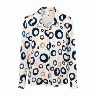 BLOUSE SUMMERTRAVEL ROUND NAVY PRINT