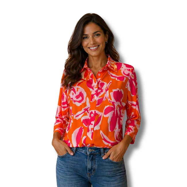 ANGELLE MILAN BLOUSE SUMMERTRAVEL 1615 ORANGE PINK