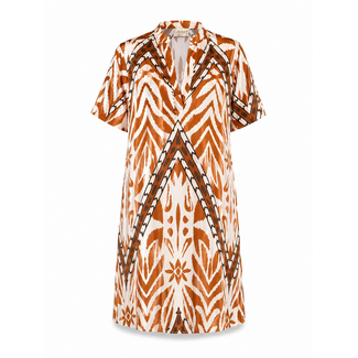 ANGELLE MILAN TUNIC DRESS SUMMERTRAVEL 1467 CAMEL PRINT