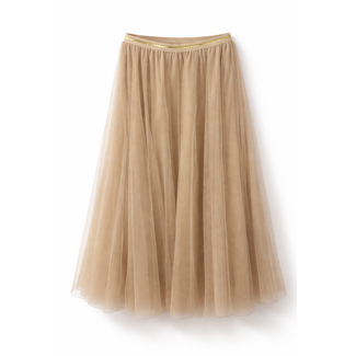 ROK TULE MIDI SL212 TAUPE GOLD