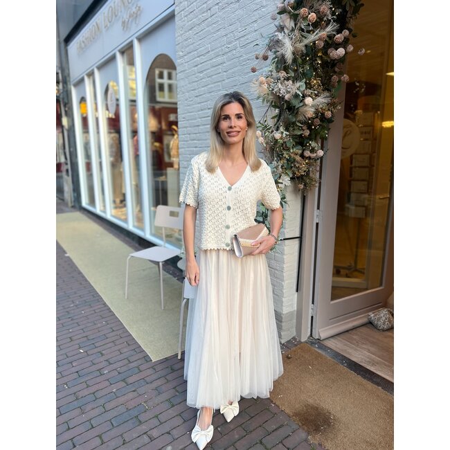 ROK TULE MIDI SL212 CREAM GOLD