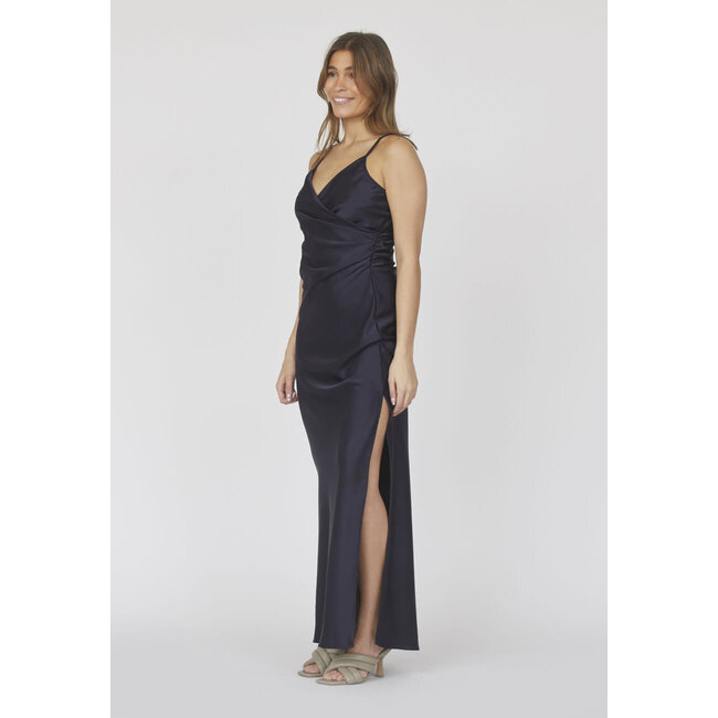 MAXIJURK SATIN N.ERO NAVY