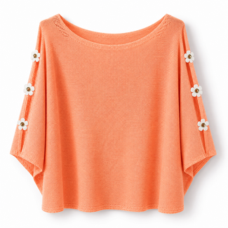 TOP KNITTED FLOWER PEACH