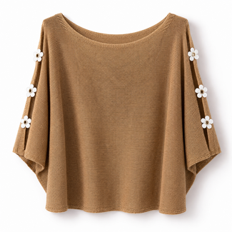 TOP KNITTED FLOWER  CAPPUCINO