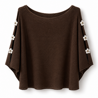 TOP KNITTED FLOWER  CHOCO