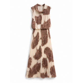 JURK ROLLIE PLISSÉ PRINT TAUPE
