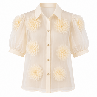 TOP ECRU FLOWER 3D AY8852